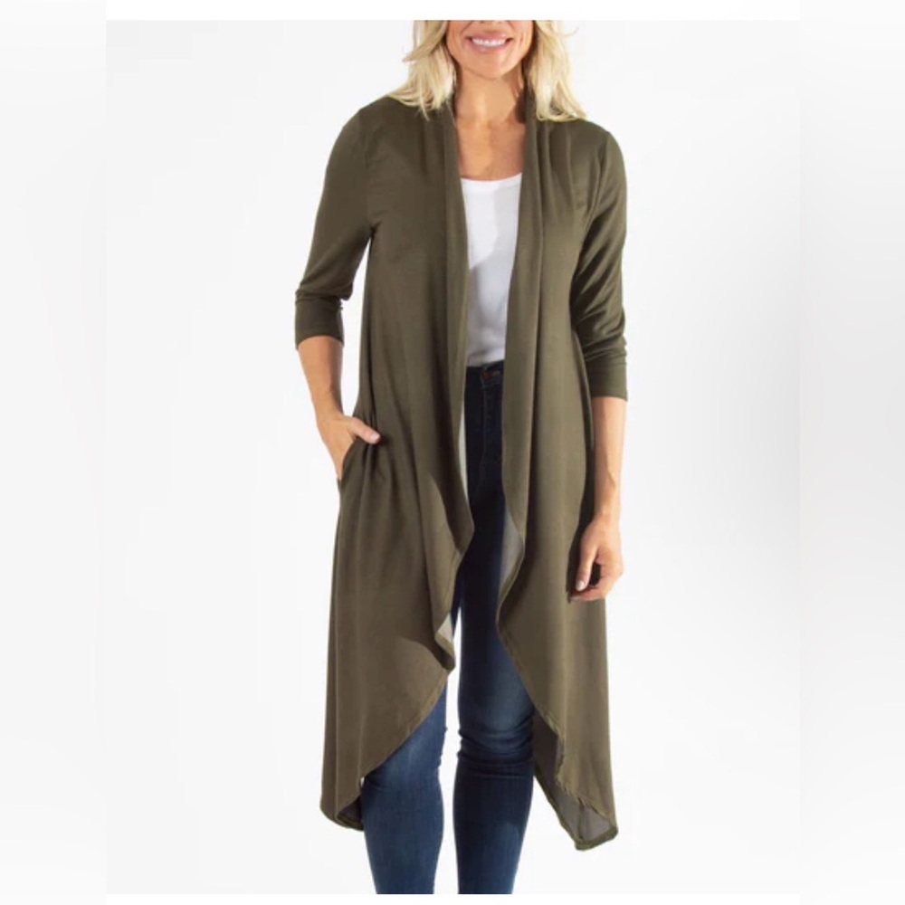 Elegant Olive Women's Draped Cardigan